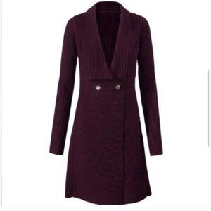 CAbi Women's Regal Cardigan Longline Ribbed Knit Sweater #3350 Size L Burgundy